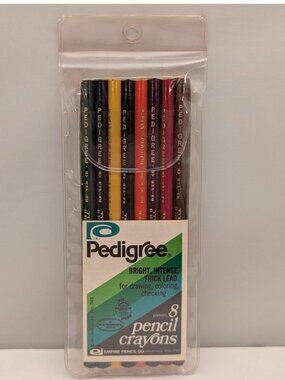 PEDIGREE Pencil Crayons 8 Pk Multi Color | Bright Intense Thick Lead 348 | NOS
